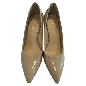 Nine West Beige Patent Pointed-Toe Pumps